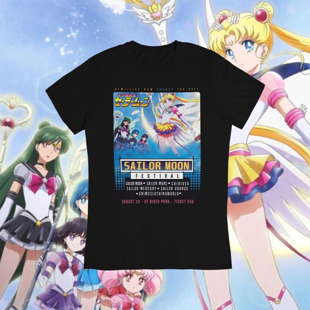 เสื้อยืดผ้าฝ้ายพิมพ์ลายขายดี-เสื้อยืดผ้าฝ้ายคอกลมพิมพ์ลาย-sailor-moon-sailor-mercury-mercury-sailor-uranus-แฟชั่นผู้ชาย