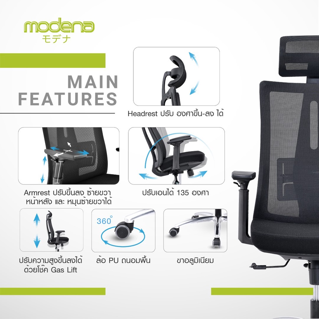 [Combo] MODENA เก้าอี้เพื่อสุขภาพ ANYA พร้อมที่พักเท้าเพื่อสุขภาพ ...