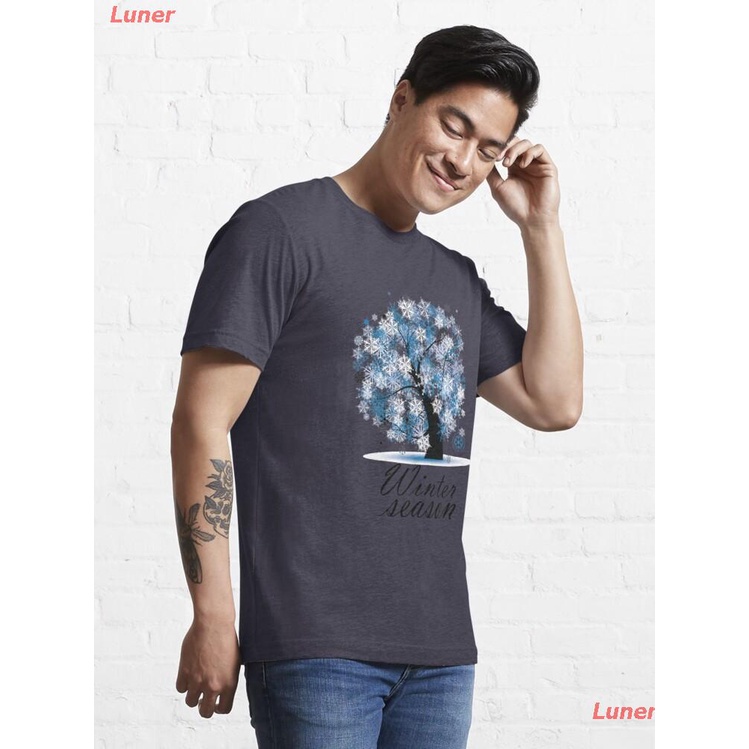 luner-เสื้อยืดลำลอง-winter-season-essential-t-shirt-mens-womens-t-shirts