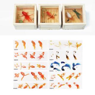 ✿AUTU 16 Pcs DIY Crystal Epoxy Filler 3D Resin Painted Goldfish Duckweed Filling Making Sticker