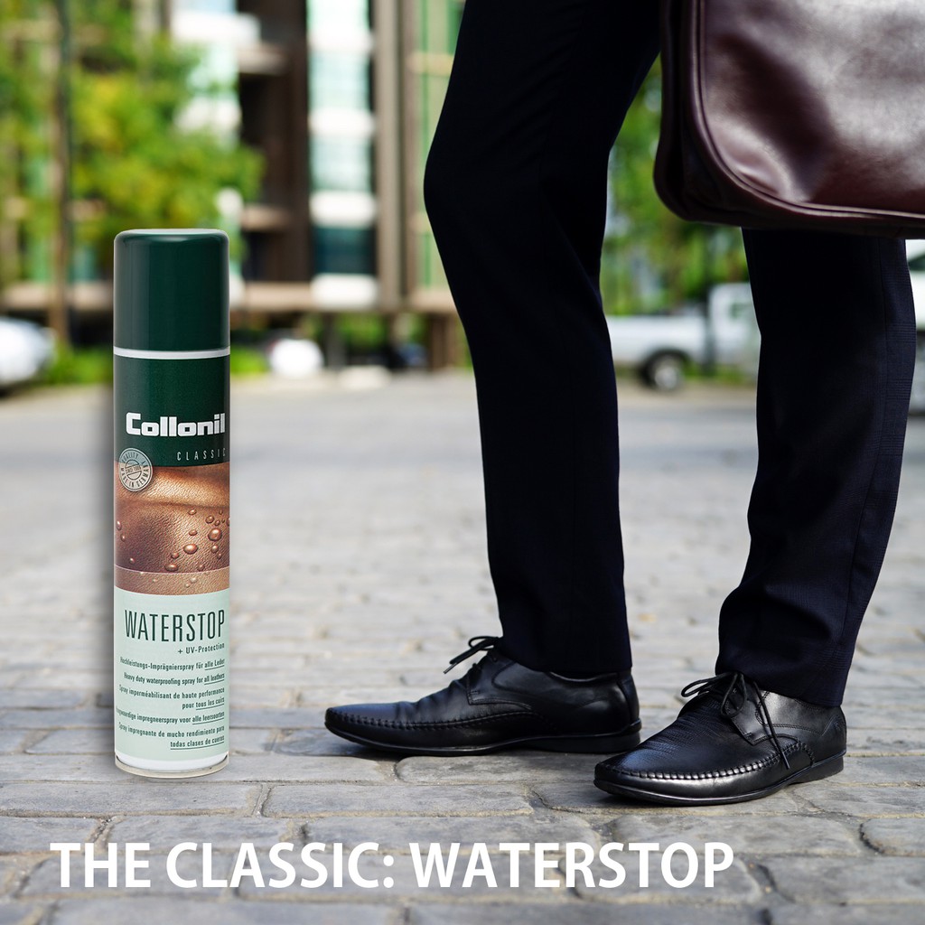 ภาพสินค้าCollonil Waterstop Spray 200ml โคโลนิลสเปรย์น้ำยากันน้ำสำหรับหนังเรียบ สำหรับรองเท้าและกระเป๋า จากร้าน collonil.clmvt บน Shopee ภาพที่ 1