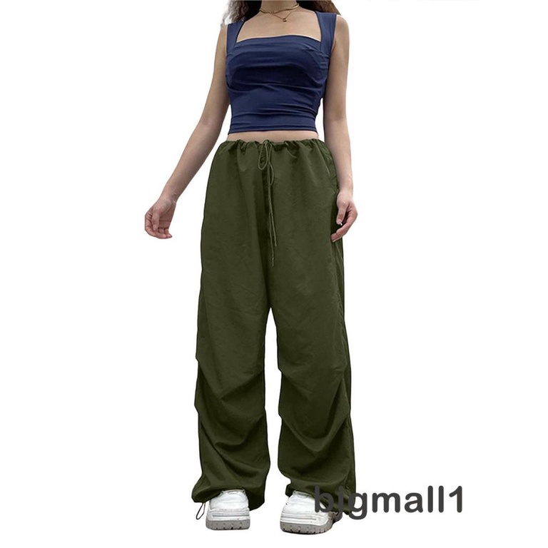 bigmall-กางเกงคาร์โก้-ขากว้าง-ทรงหลวม-สไตล์ฮิปฮอป-สีพื้น-แบบผูกเชือก-สําหรับผู้หญิง