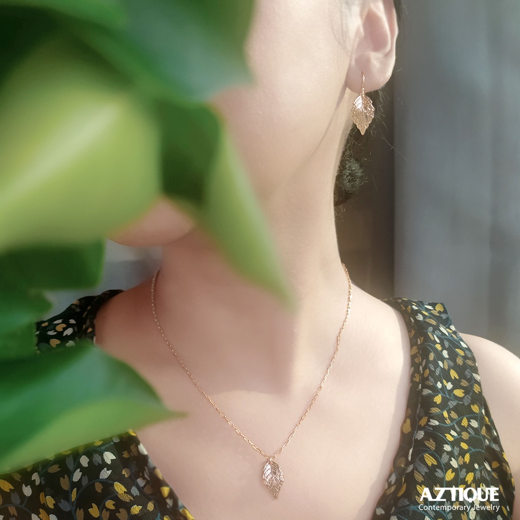 ส่งฟรี-เหลือ-230-เก็บโค้ดหน้าร้าน-aztique-จี้-สร้อยคอ-ใบไม้จิ๋ว-leaf-necklace-pendant-jewelry-gifts-sa