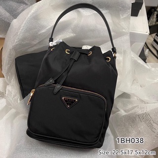 Prada nylon bucket bag size new arrivals