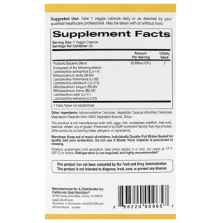 ภาพขนาดย่อของภาพหน้าปกสินค้าCalifornia Gold Nutrition LactoBif Probiotics 5 Billion CFU 30 Billion CFU 100 Billion จากร้าน o.tangao.o บน Shopee ภาพที่ 5
