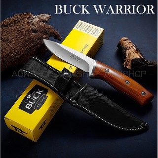 C1 มีดพก BUCK WARRIOR OUTDOOR สำหรับพกพาเดินป่า ด้ามไม้ OEM  คลาสสิค งานไม้เเท้ พร้อมส่ง🚛🚛