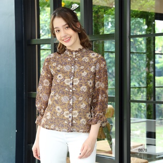 AMILA Blouse AM-B878 ชิฟฟอนปริ้นท์ แขนยาว IGPU22-3