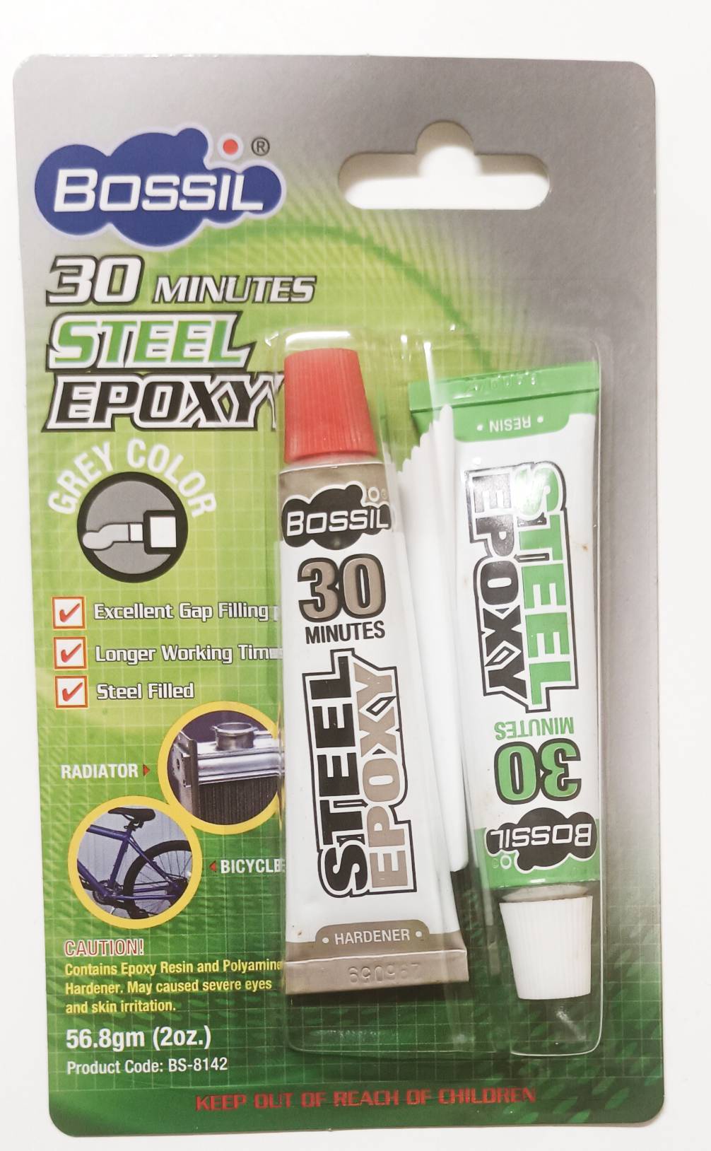 BOSSIL 30 MINUTES STEEL EPOXY (GREY COLOR) กาวอีพอกซ์ซี่อเนกประสงค์ สี ...