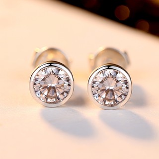 ภาพหน้าปกสินค้าเดี่ยวเพชร Bezel Stud Earrings ชุบทองคำขาว 18k ทองคำขาวทองคำขาว Moissanite กะรัตผู้หญิงต่างหูเพชร de2-799 ที่เกี่ยวข้อง