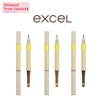 EXCEL ที่เขียนคิ้ว เนื้อลิขวิดและแป้ง กันน้ำ ติดทนนาน ส่งตรงจากญี่ปุ่น EXCEL Long Lasting Eyebrow Dual Tip Liquid &amp; Powder in one Natural Brown