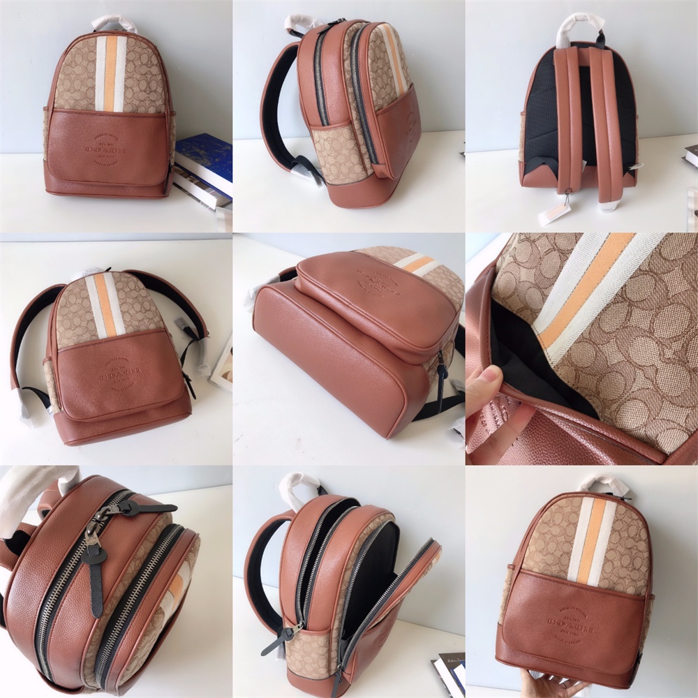 coach-c5389-กระเป๋าเป้สะพายหลัง-thompson-ในลายเซ็น-jacquard-พร้อม-varsity-stripe-women-men-backpack
