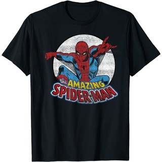 เสื้อยืด ผ้าฝ้าย พิมพ์ลายโลโก้ Marvel Amazing Spider-Man สไตล์วินเทจ สําหรับผู้ชาย