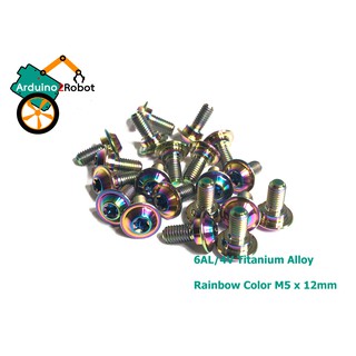 Titanium Screws rainbow color ขนาด M5 x12mm  สกรูไทเทเนียม สีรุ้ง สำหรับ Disc Brake และอื่นๆ