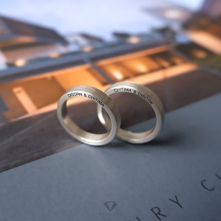 แหวน Silver Ring Edge อักษรสลักขอบแหวน ผิวด้านปัดแฮร์ไลน์ (R147)
