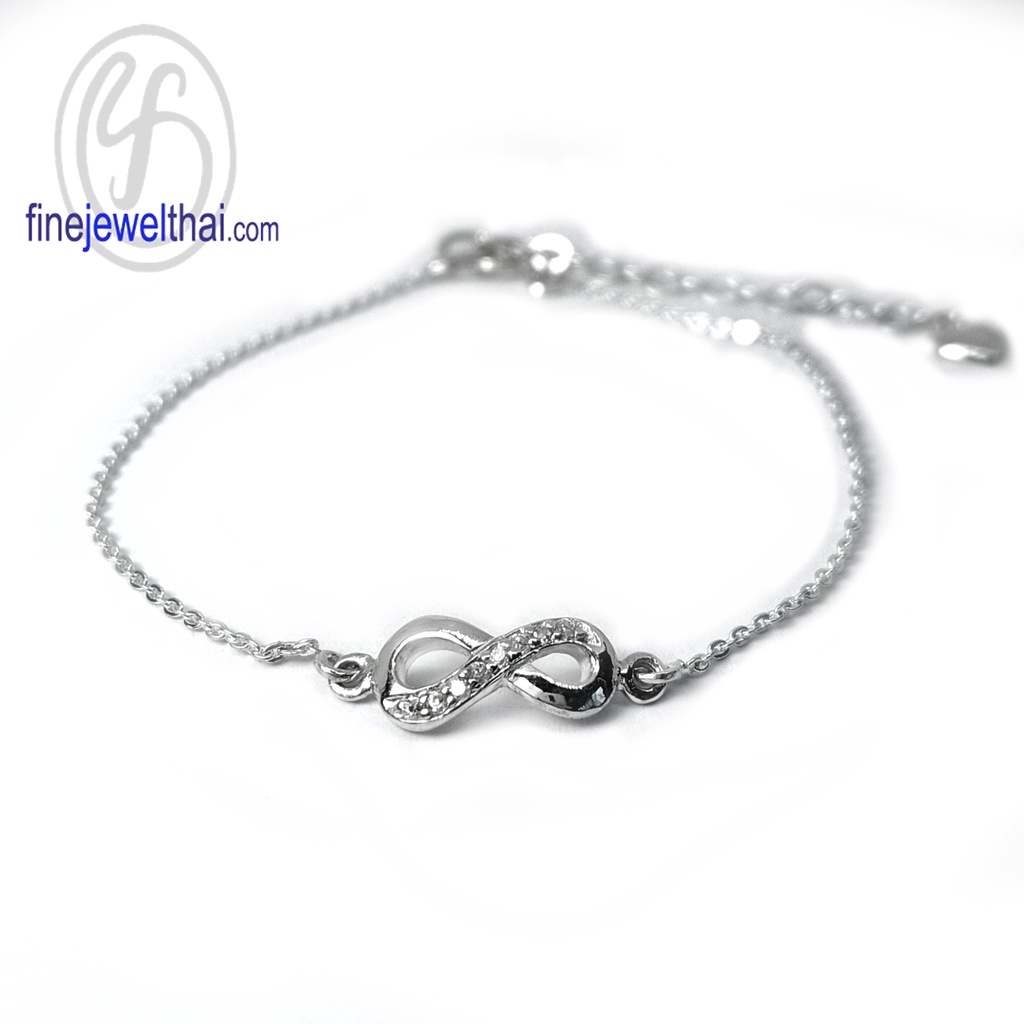 finejewelthai-สร้อยข้อมืออินฟินิตี้-สร้อยข้อมือเงินแท้-สร้อยข้อมือเพชรcz-สร้อยแขน-infinity-silver-brecelet-tch28-1090cz