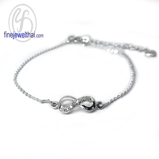 Finejewelthai-สร้อยข้อมืออินฟินิตี้-สร้อยข้อมือเงินแท้-สร้อยข้อมือเพชรCZ-สร้อยแขน-Infinity-Silver-Brecelet-TCH28-1090cz