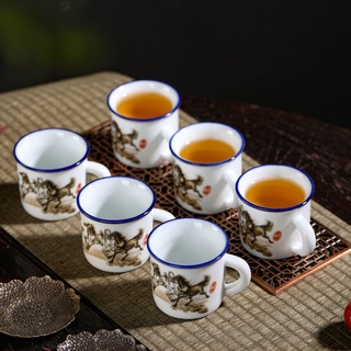 Classic mini teacup home set 4 ชิ้น 6 ชิ้น creative เซรามิค old cadre ถ้วยน้ำ old-fashioned ถ้วยชา