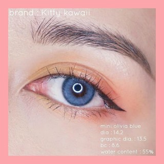 Mini Olivia Blue (x) มินิ สีฟ้า ฟ้า โทนธรรมชาติ ละมุน Kitty Kawaii ค่าอมน้ำสูง คอนแทคเลนส์ ค่าสายตา สายตาสั้น แฟชั่น