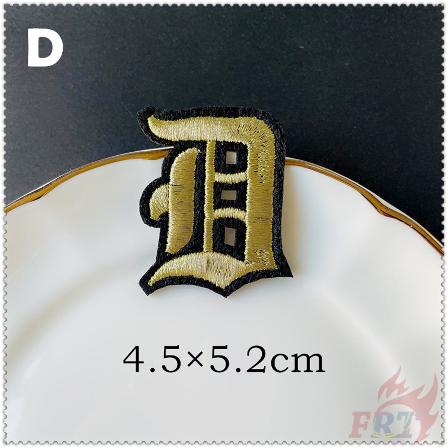 thumbnail image 2 of 2 Pack Gothic Old English Letter 'F' Patches – Gold Iron-On Embroidered (1 1/8 Inch) 2 of 6