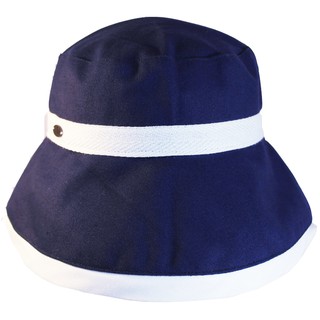 Coco Classy (Navy) หมวกปีกยาววินเทจเนียบหรูสไตล์วินเทจ (Sun UV Protection)