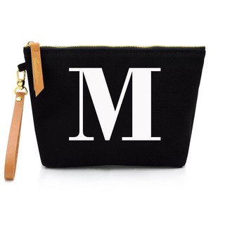 กระเป๋าผ้าลายอักษร ALPHABET CLUTCHES POUCH BLACK “M”