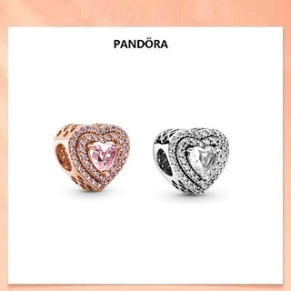 Pandora P ink จี้รูปหัวใจ สีเงิน 925