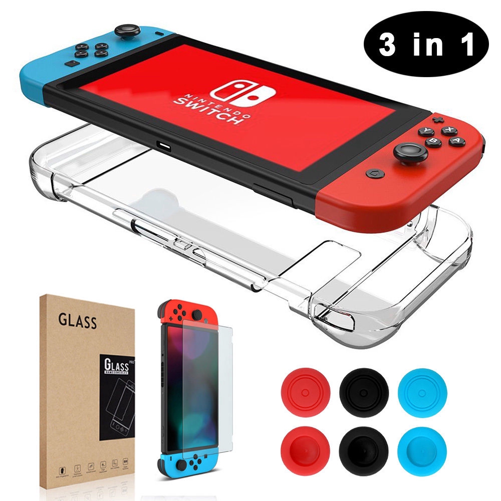 ภาพหน้าปกสินค้าเคส Nintendo Switch หลากหลายสี พร้อมฟิล์มกระจกนิรภัย สำหรับเครื่องเล่นเกมส์ Nintendo Switch