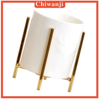 [Chiwanji] กล่องเก็บแปรงแต่งหน้าชั่วคราวพร้อมชั้นวางสีทอง L