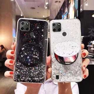 เคสโทรศัพท์ Realme C25Y C21Y C21 C11 2021 C25S C25 C17 7i GT 5G Master Edition Realme8 4G 5G Phone Case Fashion Makeup Mirror Stand Softcase Bling Silicone Clear Back Cover เคส Realme C25-Y Casing