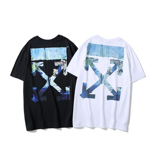 20SS Series OFF WHITE Explosion Style Forrest Gump Oil Painting White Black Cotton tshirt Men Women O-Neck Short Sleeve