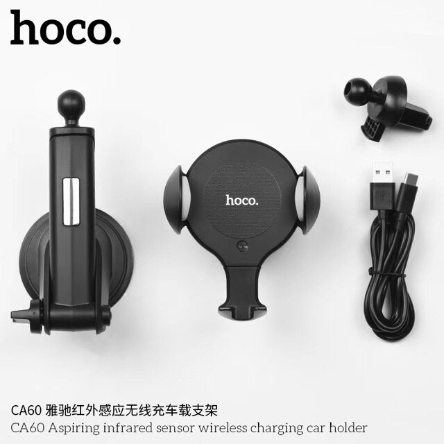 hoco-ca60-ที่วางโทรศัพท์ในรถยนต์-aspiring-infrared-sensor-wireless-charging-car-holder-ใหม่ล่าสุ