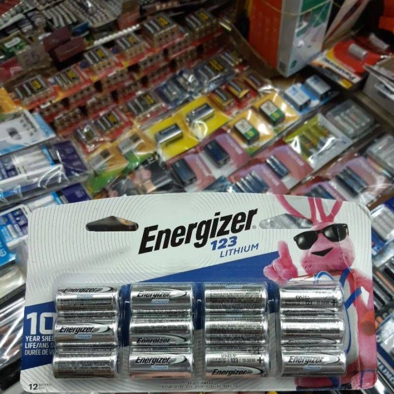 (แพค12ก้อน Made in USA) ถ่าน Energizer CR123A, CR123 Lithium 3V แพค12 ...
