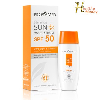 Provamed Sensitive Sun Aqua Serum SPF 50 เซรั่มกันแดดสูตรน้ำ สำหรับผิวแพ้ง่าย สิว หน้ามัน ขนาด 40 ml.