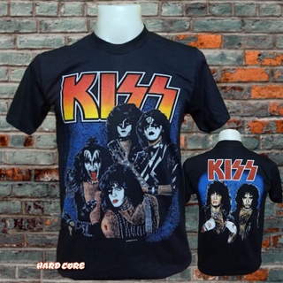 เสื้อยืดผ้าฝ้ายพิมพ์ลายขายดีเสื้อวง KISS วงร็อคในตำนาน ไม่มีตะเข็บข้าง คอฟิต ป้ายUS เสื้อผ้าวินเทจ เสื้อวินเทจ เสื้อทัวร