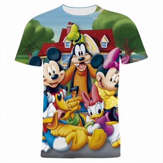 เสื้อยืดแขนสั้นลําลอง พิมพ์ลายการ์ตูนมิกกี้เมาส์ 3 มิติ แฟชั่นสําหรับผู้ชาย และผู้หญิง