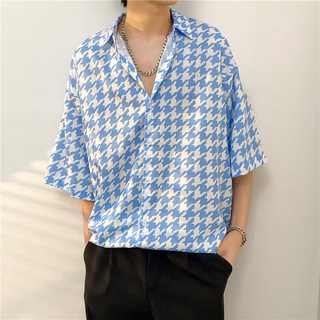 เสื้อเชิ้ตแขนสั้นลําลอง คอปก ทรงหลวม สวมใส่สบาย เข้ากับทุกการแต่งกาย แฟชั่นฤดูร้อน สําหรับผู้ชาย [M-3XL]