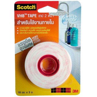 Adhesive tape 3M 18MMX3M 2SIDE HIGH BOND ADHESIVE TAPE Stationary equipment Home use เทปกาว อุปกรณ์ แผ่นเทปกาว 2 หน้า ชน