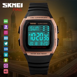 SKMEI นาฬิกาชาย/หญิง เรือนและสายยางซิลิโคนเกรดAระบบQuartz digital ฟังก์ชันครบ