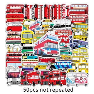 พร้อมส่ง!! vintage LONDON BUS รถโรงเรียน รสบัส  แผ่น sticker กันน้ำ สติ๊กเกอร์ ใช้ซ้ำได้ กระโปรงหลังรถ