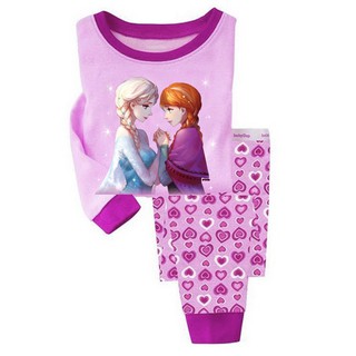 ชุดนอนแขนยาว ลายการ์ตูน Disney Frozen Anna Elsa แฟชั่นฤดูใบไม้ร่วง และฤดูหนาว สําหรับเด็กผู้หญิง