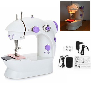 ภาพขนาดย่อของสินค้าจักรเย็บผ้า Mini Sewing Machine จักรเย็บผ้าขนาดเล็ก จักรเย็บผ้าพกพา จักรเย็บผ้าไฟฟ้า ขนาดพกพา (สีม่วง)