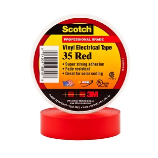 3M เทปพันสายไฟไวนิล SCOTCH 35 สีแดง กว้าง 3/4 นิ้ว ยาว 66 ฟุต หนา 0.007 นิ้ว ทนไฟฟ้าได้ 600 โวลต์ (1 ม้วน)