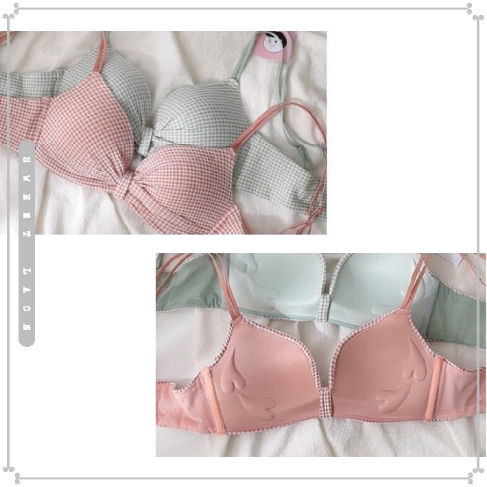 เสื้อชั้นในสตรี-ลายน่ารัก-สีสันสดใส-ไร้โครง-มีฟองน้ำดันทรงในตัว-ผ้านุ่มใส่สบาย