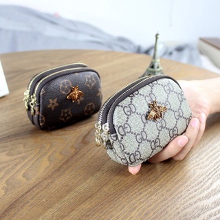 Stylish vintage coin purse Double zip wallet