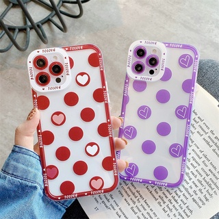 เคสโทรศัพท์มือถือแบบนิ่ม ใส ลายจุดสีแดง สําหรับ OPPO A15 A15S A3S A12E A5S A7 A12 F9 F11 A9 A5 2020 A53 A33 A31 A77 A57 2022 A16 A92 A52 A54 A74 5G A1K A94 A95 A93 A16K A76 A96 4G