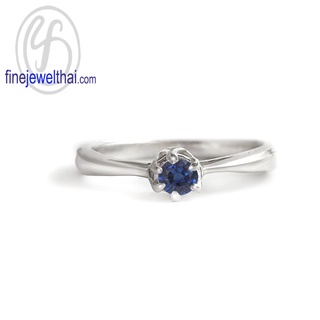 Finejewelthai-แหวนไพลิน-ไพลินแท้-แหวนเงินแท้-พลอยประจำเดือนเกิด-Blue-Sapphire-Silver-Ring-Birthstone-R1376bl