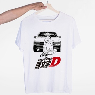 เสื้อยืดผ้าฝ้าย เสื้อยืดคอกลมแขนสั้นพิมพ์ลายการ์ตูน Drift Japanese Ae86 Initial D แฟชั่นสําหรับผู้ชาย