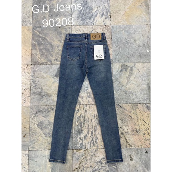 กางเกงยีนส์ขาเดฟผ้ายืดเอวสูงป้าย-gd-90208