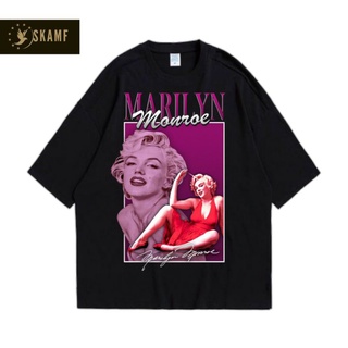 เสื้อยืดผ้าฝ้ายพิมพ์ลายขายดี เสื้อยืด พิมพ์ลาย Marilyn | เสื้อยืด พิมพ์ลาย Marilyn-monroe | ชุดเสื้อผ้า สีดํา | เสื้อยืด