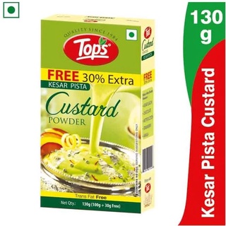 Tops Custard Powder Kesar Pista - 100g + Free 30% Extra Mono Cartonผงคัสตาร์ดครีม คัสตาร์ดผง ไส้ขนม คัสตาร์ดครีม คัสตาร์